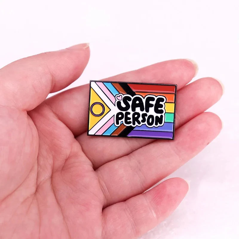 Rainbow LGBT Encourage Letters Metal Enamel Badge Gay Lesbian Asexual Transgender Adaptive Lapel Pin Jewelry Gifts Accessories Quick Pick Grocers