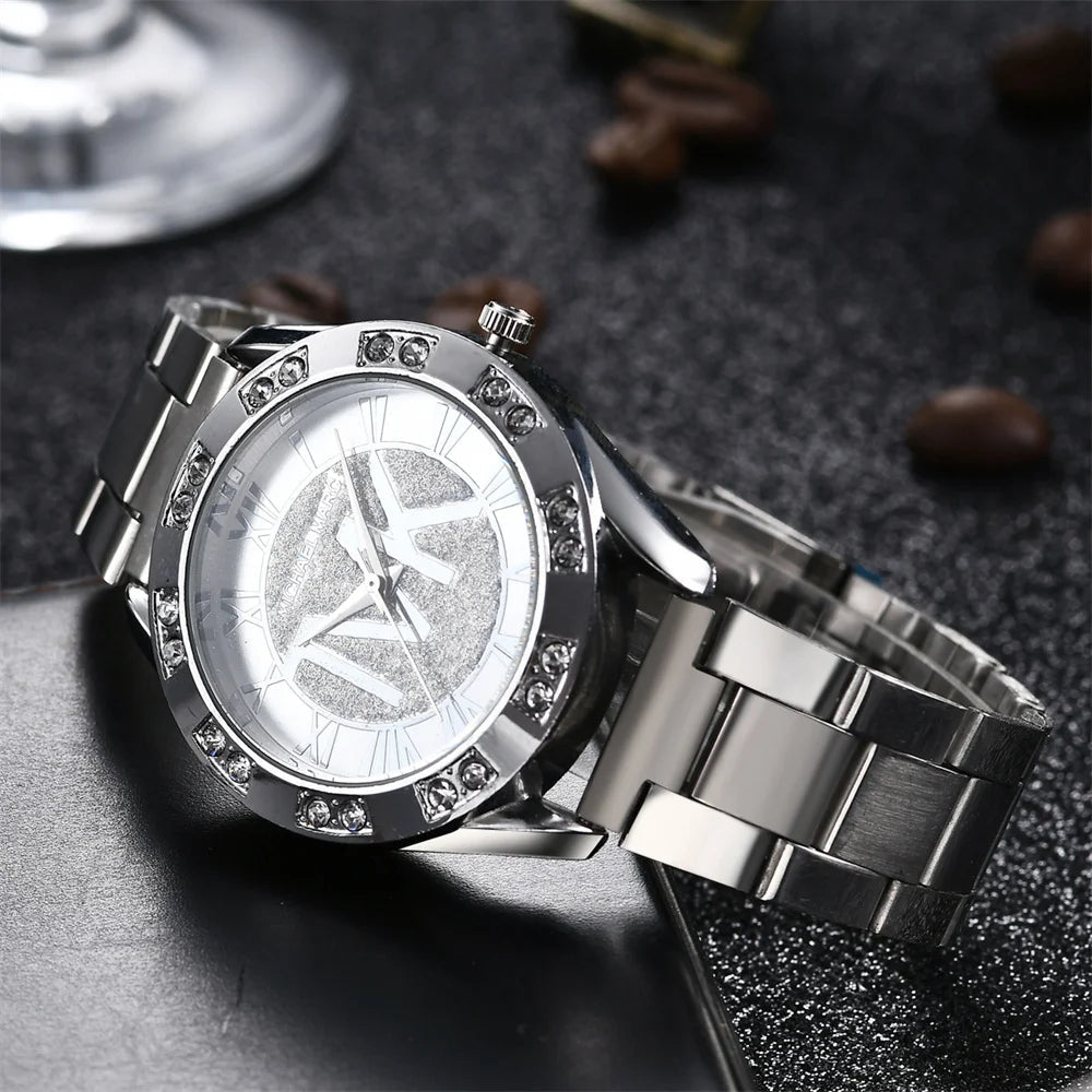 Luxury Women's Watch Fashion 2025 Diamonds TVK Quartz Watch Business Stainless Steel Gold Ladies Clock Gift Wristwatch Quick Pick Grocers