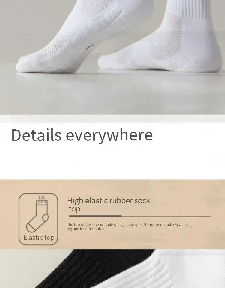 10pairs HLHYX Socks Men's Cotton Deodorant Winter Towel Bottom with Mid-tube White Stockings Thickened Sports Basketball Socks Quick Pick Grocers