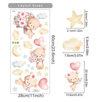 Pink Cartoon Bear Balloon Wall Stickers for Kids Room Decoration Baby Girls Baby Boys Room Wall Decals Kindergarten Nursery Room Quick Pick Grocers