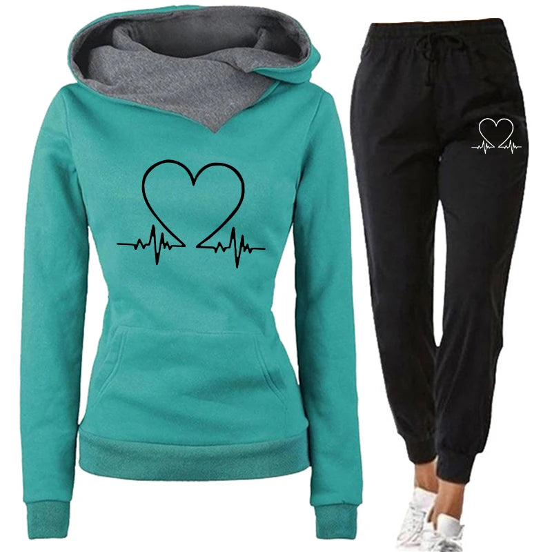 Woman Tracksuit Two Piece Set Winter Warm Hoodies+Pants Pullovers Sweatshirts Female Jogging Woman Clothing Sports Suit Outfits Quick Pick Grocers