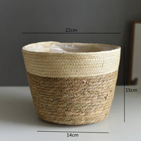 Straw Weaving Flower Plant Pot Basket Grass Planter Basket Indoor Outdoor Flower Pot Cover Plant Containers for Plantable Plants Quick Pick Grocers