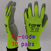 10 Pairs PU Coated Work Gloves - Lightweight, Durable Safety Gloves EN 388/ISO20471 Certified, Sizes S/M/L/XL Quick Pick Grocers
