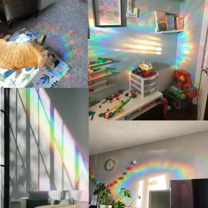 Rainbow Suncatcher Window Stickers PVC Cat Butterfly Prism Glass Wall Sticker Home Kids Bedroom Decoration Self Adhesive Decal Quick Pick Grocers