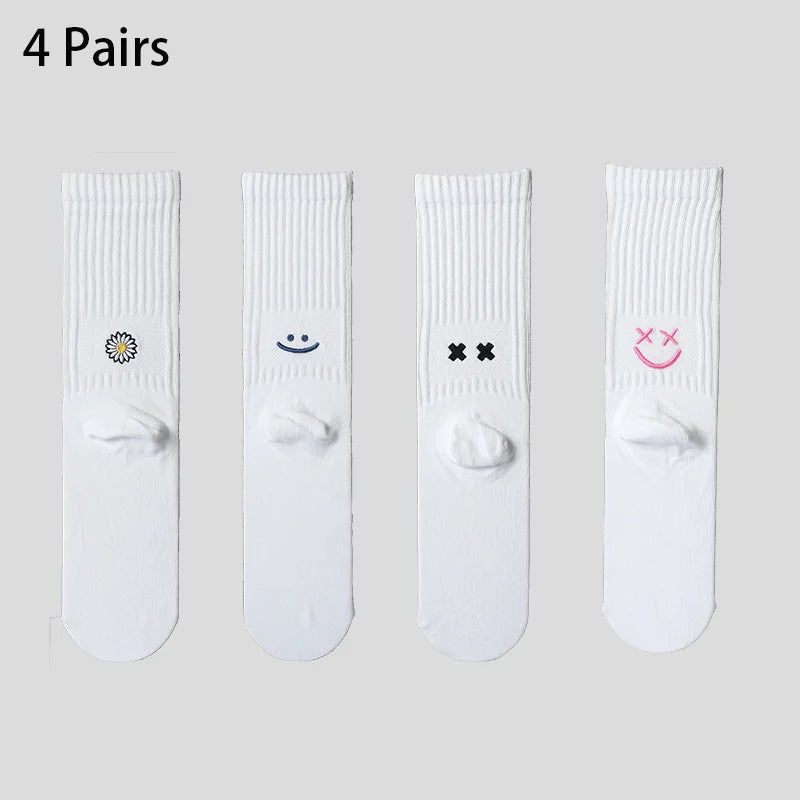 4 Pairs Men's Cotton Work Socks Cushioned Long Running Breathable Ankle Crew Socks  Casual Socks for Men Cycling socks Quick Pick Grocers