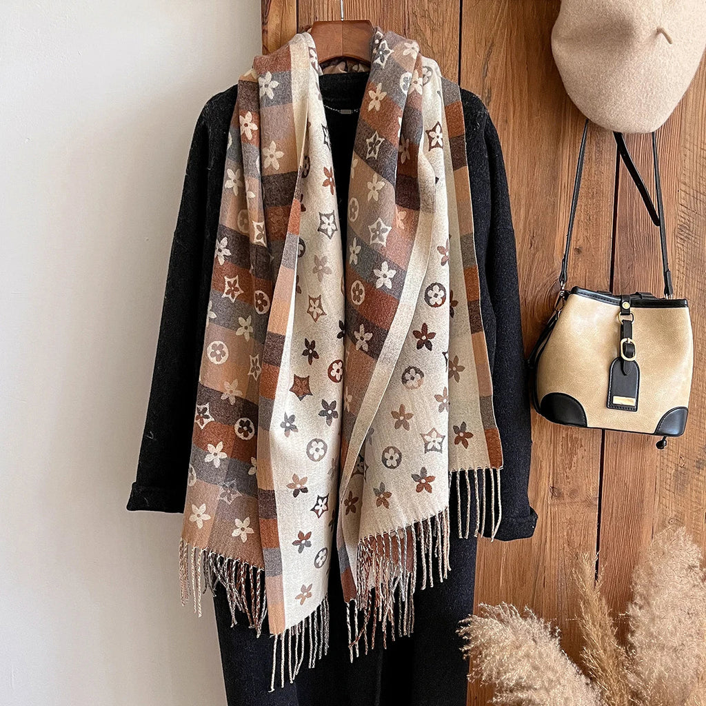 New Brand National Style Cashmere Scarf Winter Women Pashmina Shawls Warm Blanket Wraps Female Foulard Bandana Thick Scarves Quick Pick Grocers