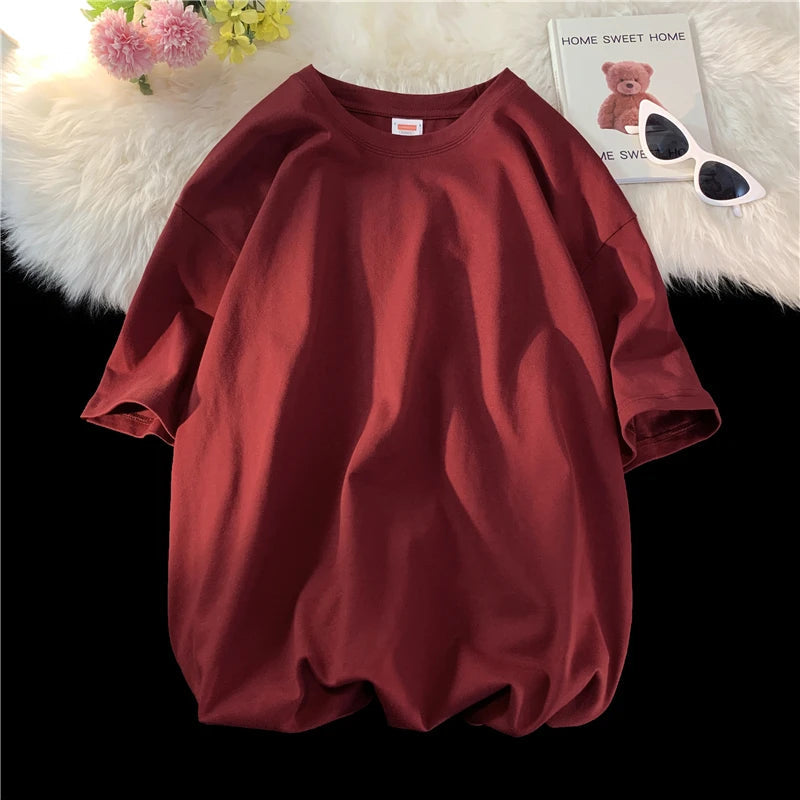 Oversized Summer Short Sleeve Men's T Shirt New Fashion Solid Loose O-Neck T Shirts Mens Cotton Hip Hop Streetwear Top Tees 5XL Quick Pick Grocers