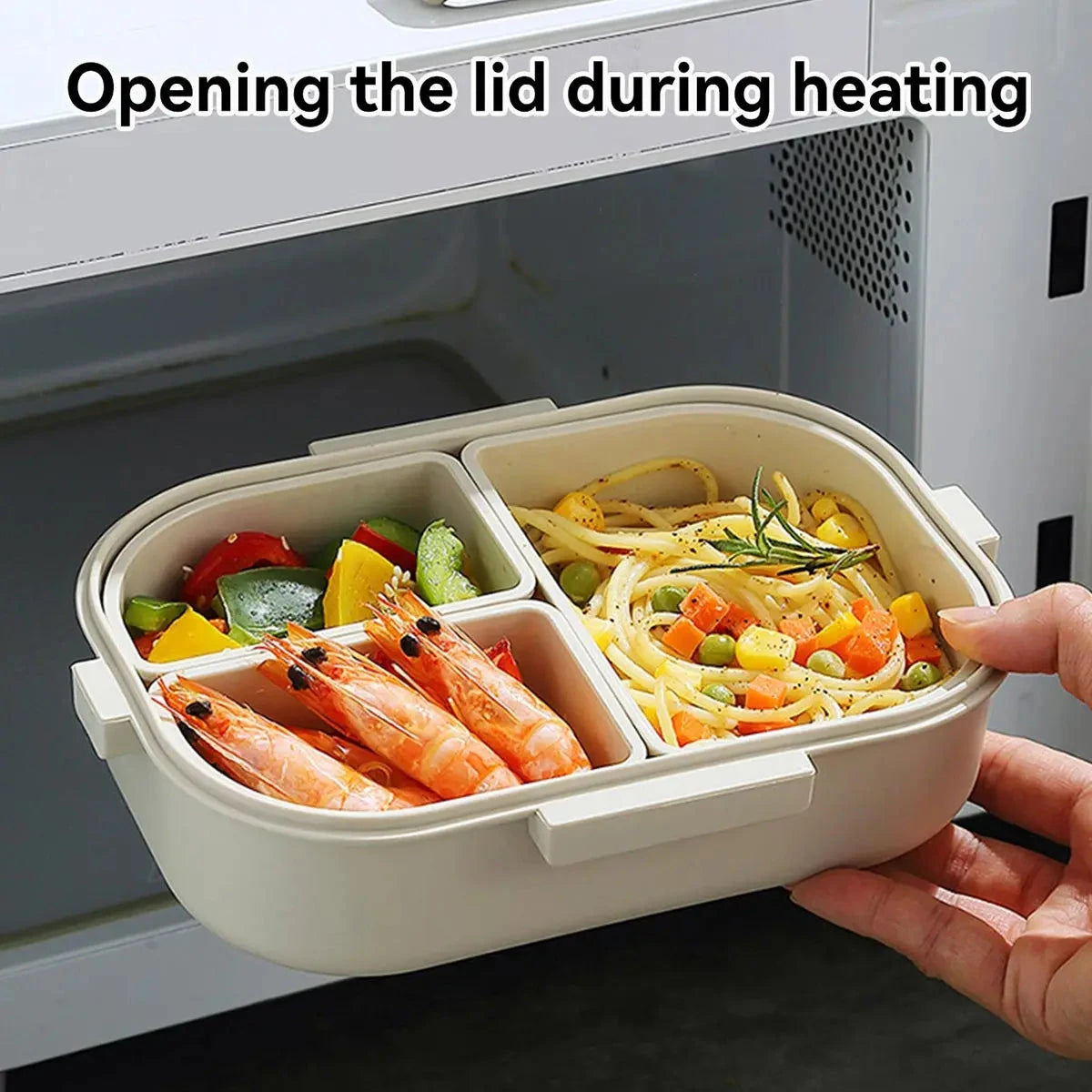 WORTHBUY Removable 3-Compartment Lunch Box 800ml Portable Plastic Bento Box Microwave School Student Kid Sealed Food Container Econic Blanks