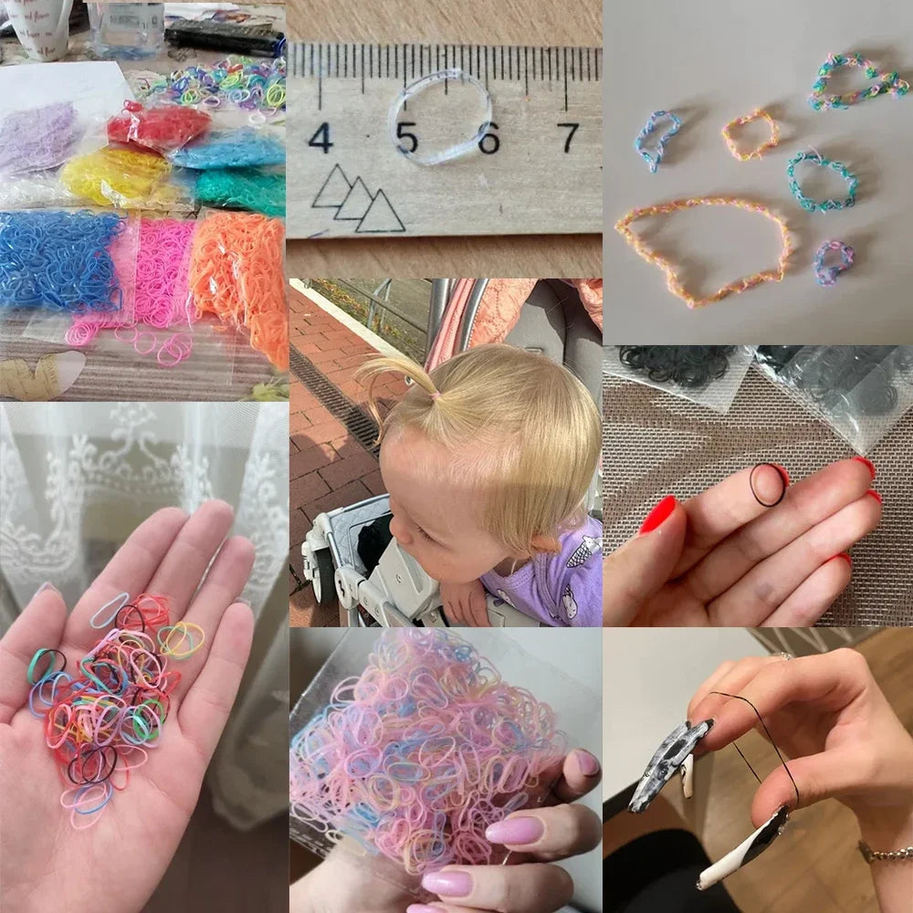 500/1000Pcs/bag Girls Colourful Disposable Rubber Band Hair Ties Headband Children Ponytail Holder Bands Kids Hair Accessories Purest Peak