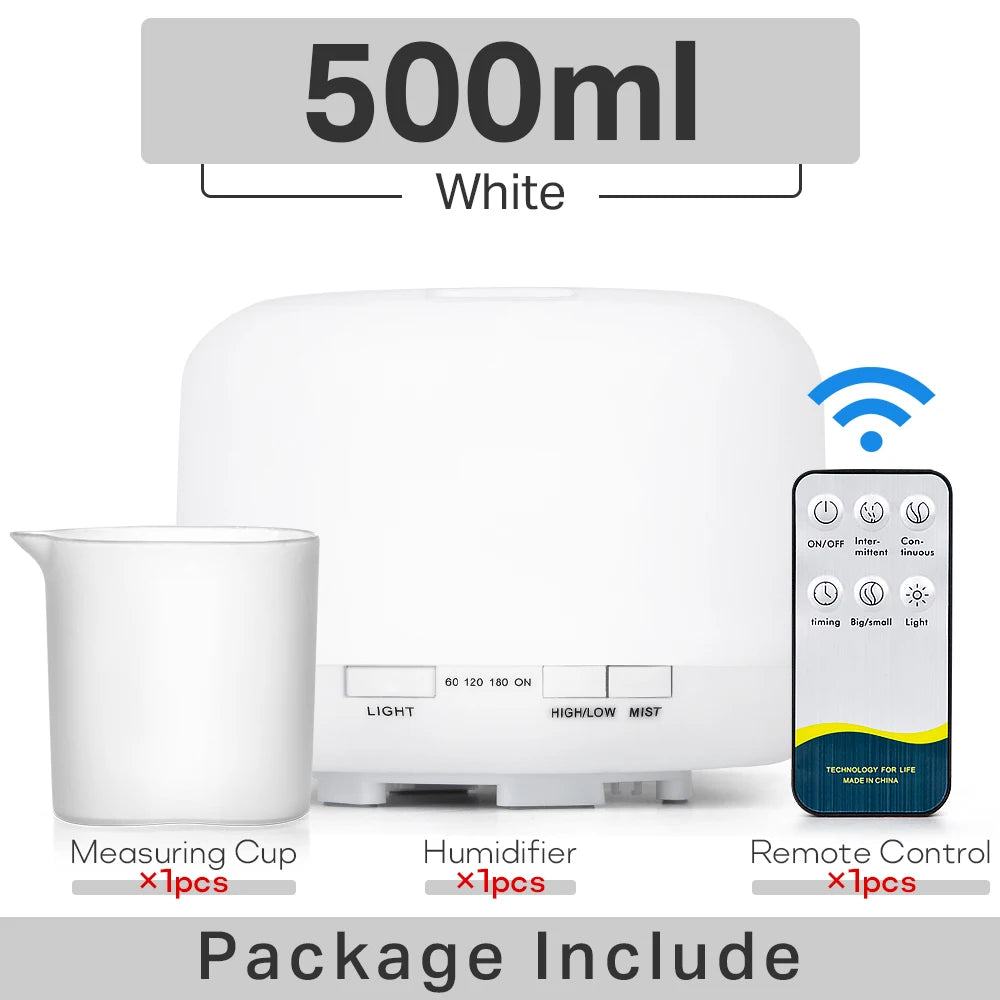 Air Humidifier Essential Oil Diffuser 300ML 500ML 1000ML With Lights Remote Control Ultrasound Electric Aromatherapy Diffuser Quick Pick Grocers