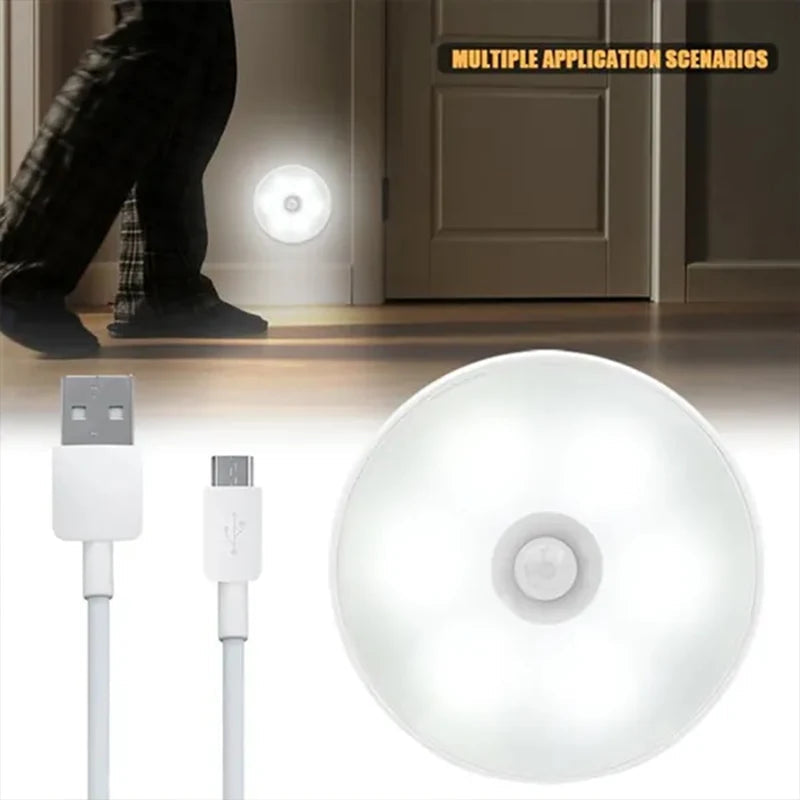 PIR Motion Sensor LED Night Light USB Rechargeable Night Lamp For Kitchen Cabinet Wardrobe Lamp Staircase Wireless Closet Light Quick Pick Grocers