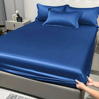 Modern Satin Fitted Sheet Ice Silk Bedspread Quick Pick Grocers