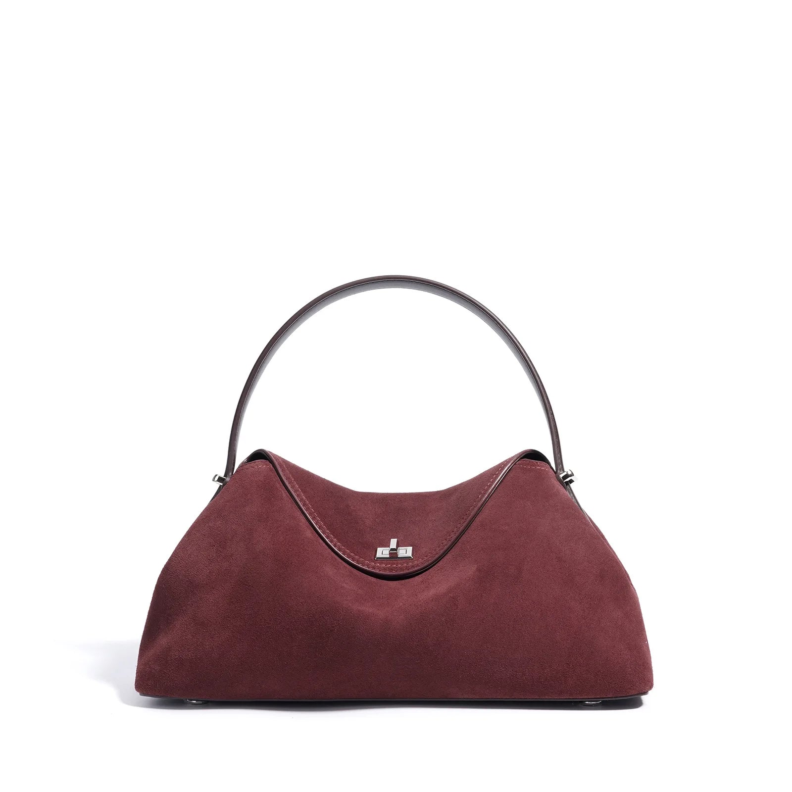 2026 Autumn Winter All-match Bowling Tote All-match Matte Suede Cowhide Leather Women Shoulder Bag Coffee Purple Noble Handbag Quick Pick Grocers