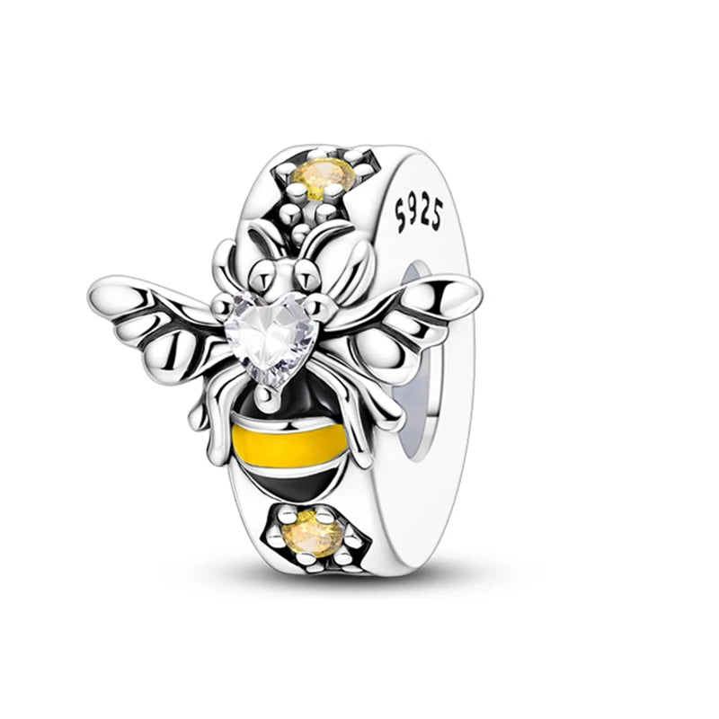 100% 925 Sterling Silver Rainbow Zircon Colorful Butterfly Dragon Shaped Silicone Stopper Charms Beads Fit DIY Bracelets Jewelry Econic Blanks