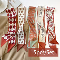 2-6pcs/set Series Silk Satin Scarf Women Cloth Hair Bands Headdress Accessories Lady Scarves Ribbon Neck Ties for Bag Handle Quick Pick Grocers