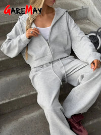 Beautiful Women's Tracksuits with A Zipper and A Hood Trousers Pink Two Piece Set Women Blue Classic Pant Sports Suit for Spring Quick Pick Grocers