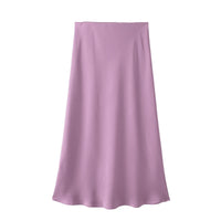 Willshela 2024 Black Satin Skirt Woman High Waist Elegant Long Skirts For Women Fashion Summer Midi Skirt Office Women's Skirts Quick Pick Grocers