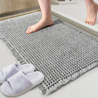 Waffle Bathroom Rugs Soft Non Slip Machine Washable Super Absorbent Bath Mats with Tassels for Bathroom Floor Tub Beside Decor Quick Pick Grocers
