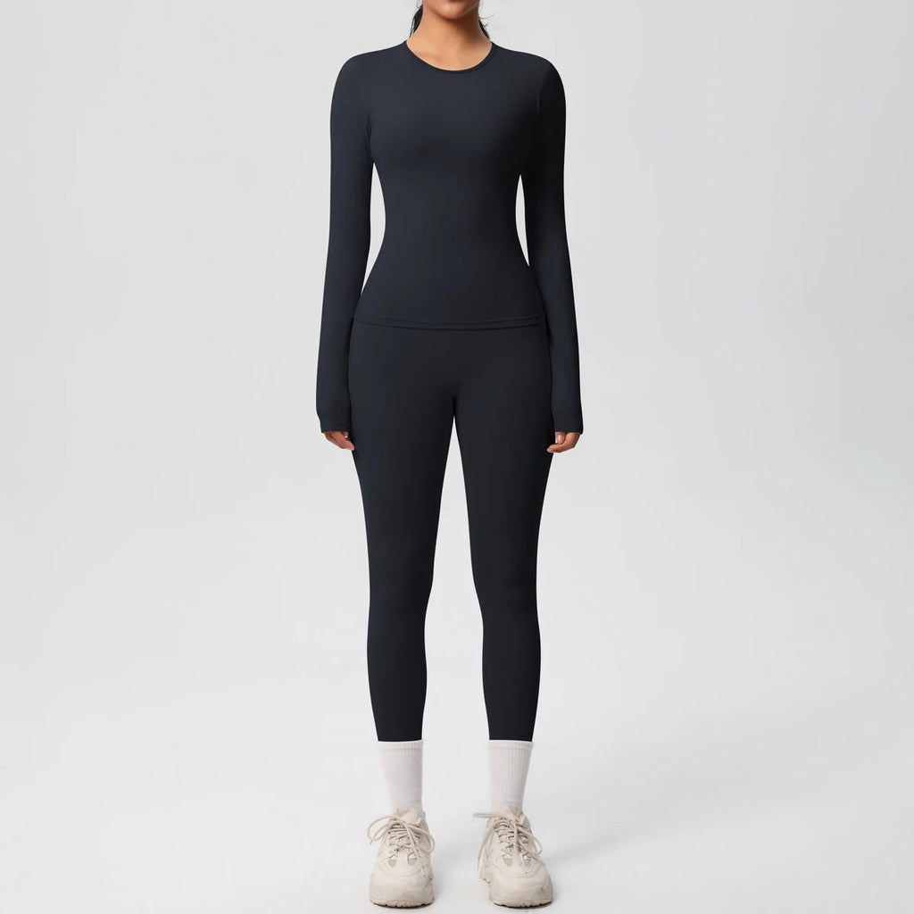 2 PCS Sportswear Yoga Set Gym Clothes Yoga Suits For Women Fitness Set Tracksuits Sports Long Sleeve Crop Top Gym Leggings Quick Pick Grocers
