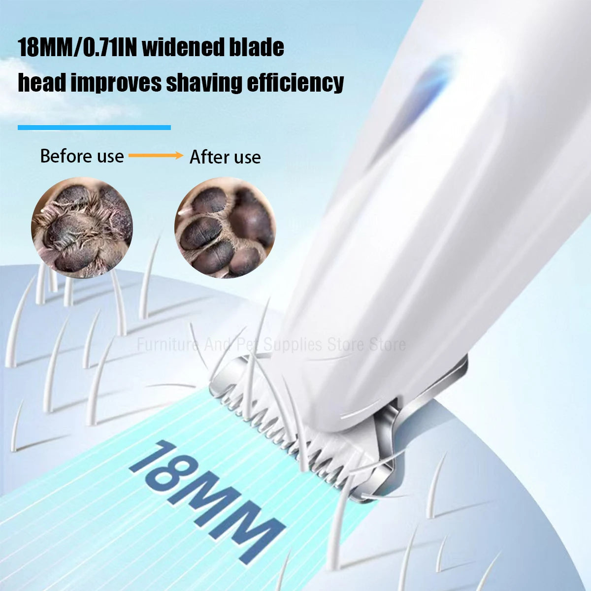 New Dog Paw Trimmer with LED Light Fully Waterproof Pet Hair Trimmer with LED Display Dog Clippers for Grooming 18mm Widen Blade Quick Pick Grocers