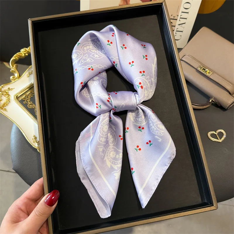Bohemian Style Print Luxury Brand Silk Square Scarf Women Satin Shawls Neckerchief Wrap Scarves Bandana Hair Hjiab Floral Quick Pick Grocers