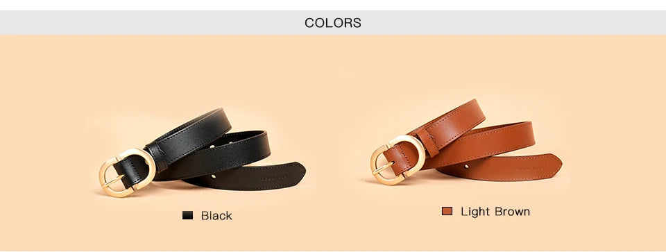 BEAUTODAY Belt Women Genuine Cow Leather Metal Oval Buckle Retro Simple Solid Ladies Jeans Dress Waistband Handmade 91012 Quick Pick Grocers