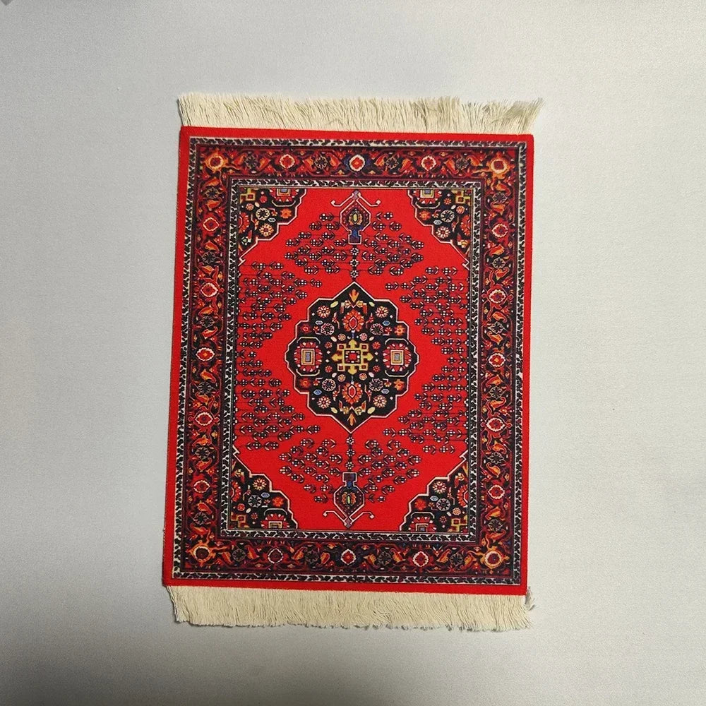 Woven flower Persian carpet small coaster wholesale merchants cheap mouse pad desk mat retro style rubber non-slip computer mats Quick Pick Grocers