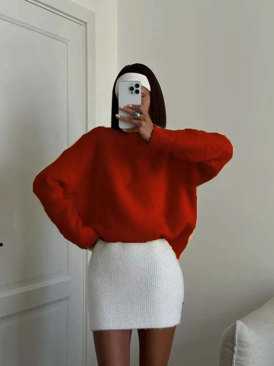 Hirsionsan Basic O Neck Basic Sleeve Sweater Women 2025 Oversized Short Knitted Wool Pullover Female Casual Thick Warm Soft Tops Quick Pick Grocers