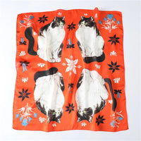 2025 Silk Shawl Print Headscarf Cat Hair Wrap Neckerchief Female Satin Square Scarf For Women Headband Foulard Hijab Bandana Quick Pick Grocers