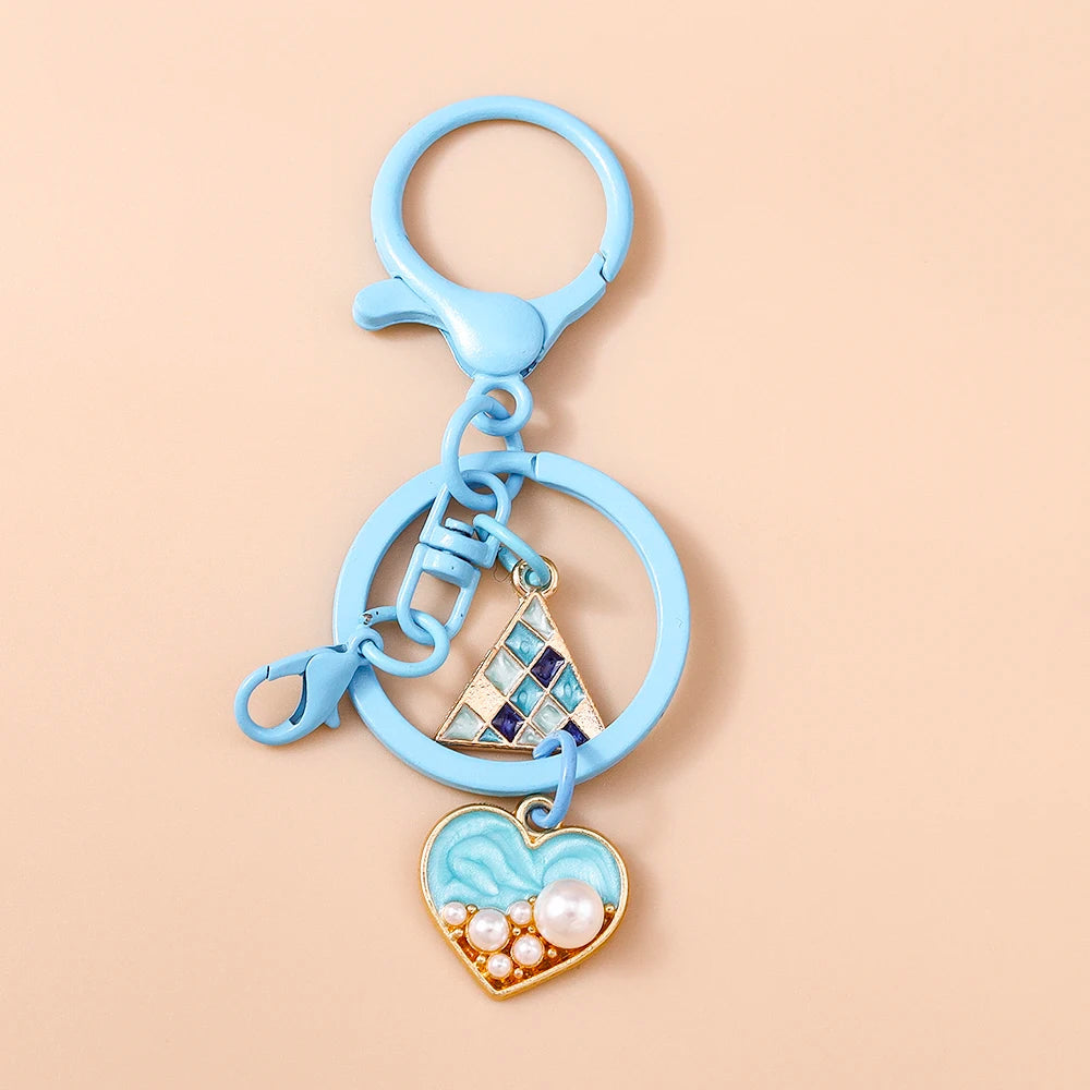 Cute Enamel Flower Butterfly Keychain Women Girls Love Heart Key Ring Pendants Handbag Decor DIY Handmade Jewelry Gifts Quick Pick Grocers