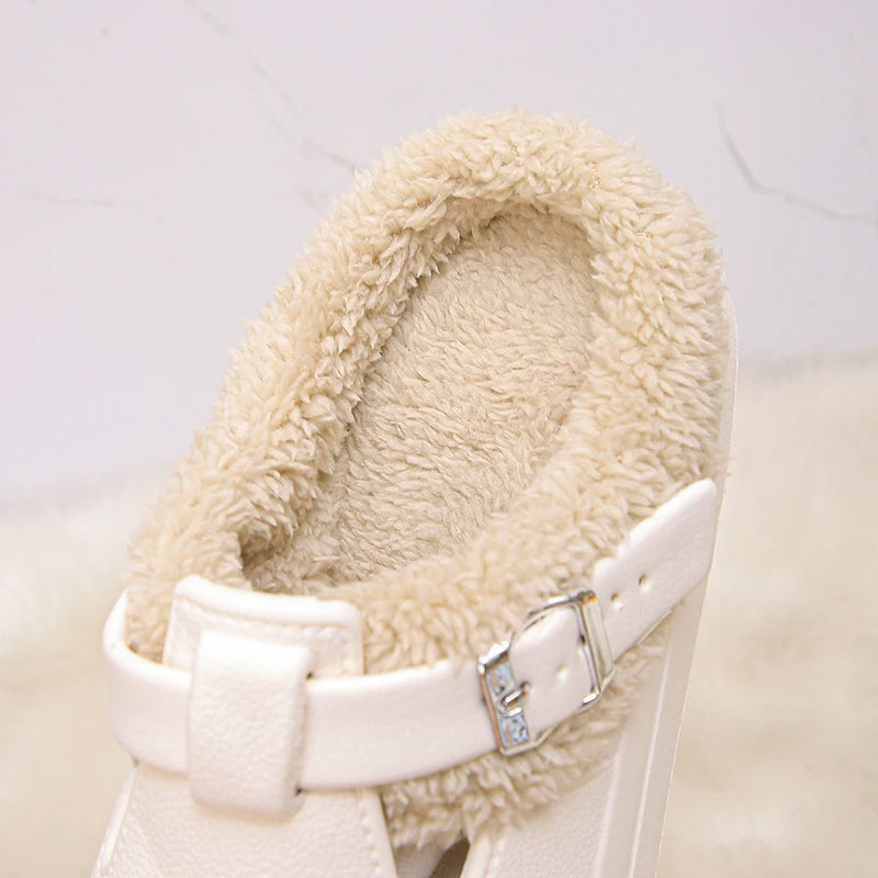 Winter Warm Fluffy Clogs Slippers Women Eva Waterproof Non Slip Home Slides Woman Lightweight Soft Sole Fuzzy Cotton Slippers Purest Peak
