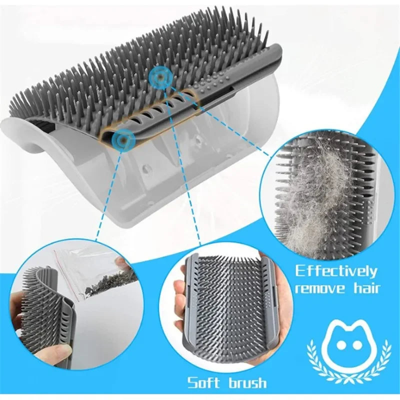 Cat Corner Brush Comb Massager for Cat Arch Plastic Scratcher Remove Hair Comb Grooming with Catnip Cat Self Cleaning Cat Supply Econic Blanks