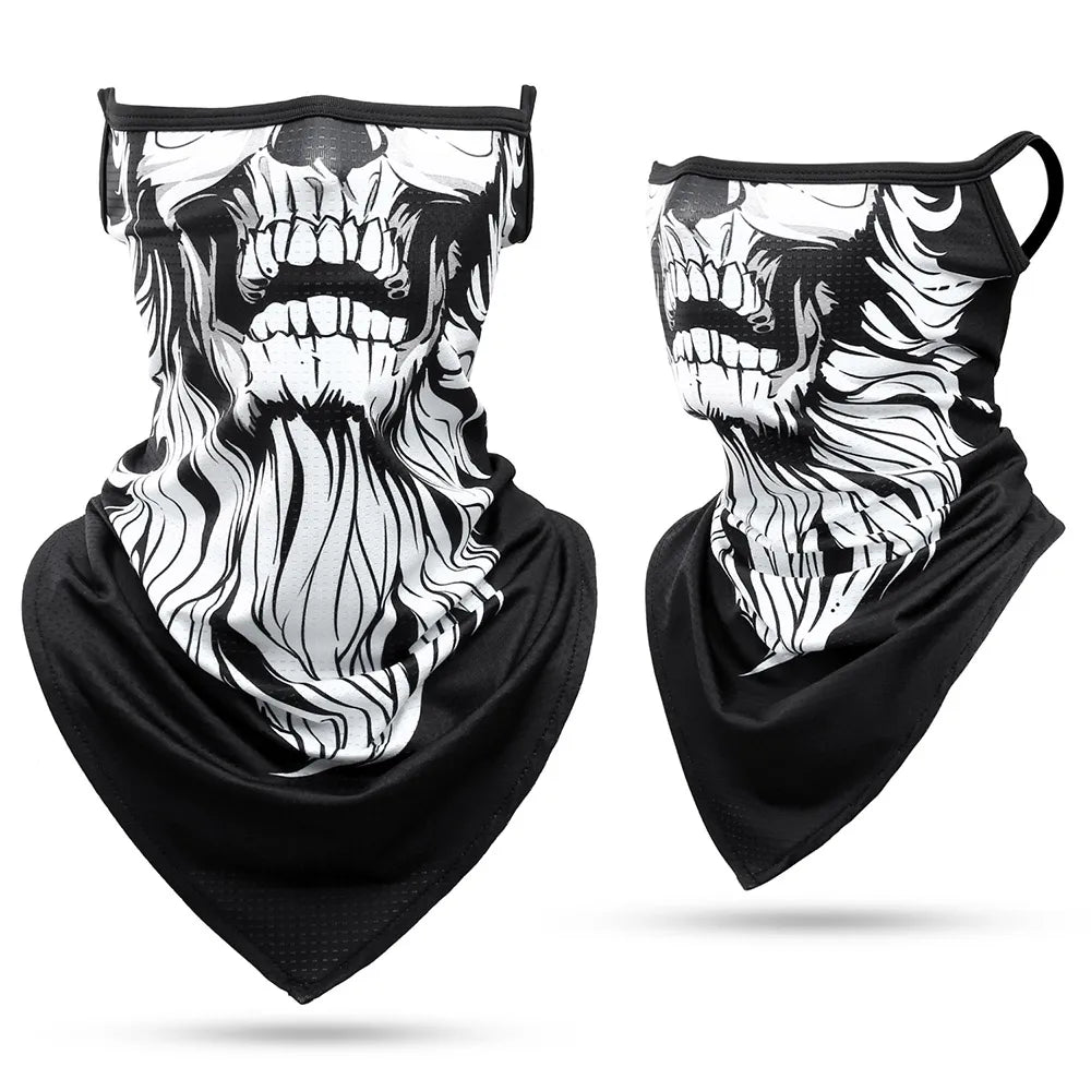 Skull Print Quick-drying Bandana Summer Scarf Breathable Half Face Cover Reusable Neck Gaiter Mask Sport Cycling Hiking Fishing Quick Pick Grocers