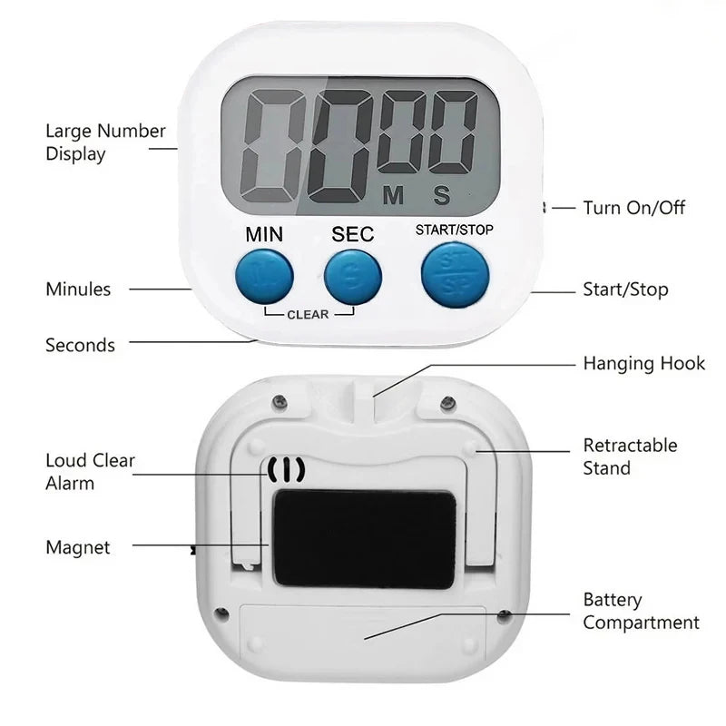 1PC LCD Digital Kitchen Timer Magnetic Cooking Large Count Down Up Clear Loud Alarm Stonego Home Kitchen Accessories Econic Blanks