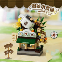 Library Candy Store Street View Coffee Pet Bread Flower Hamburger Small Shop City Building Blocks Fun Street Store Toys Quick Pick Grocers