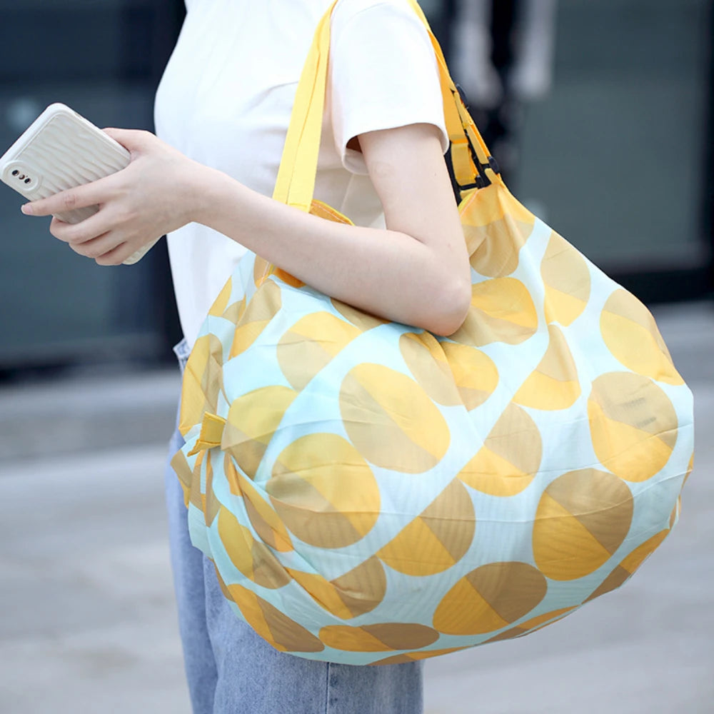 Folding Shopping Bag With Large Capacity And Portable Hand-held Spring Roll Bag For Japanese Accordion Supermarket Shopping Quick Pick Grocers