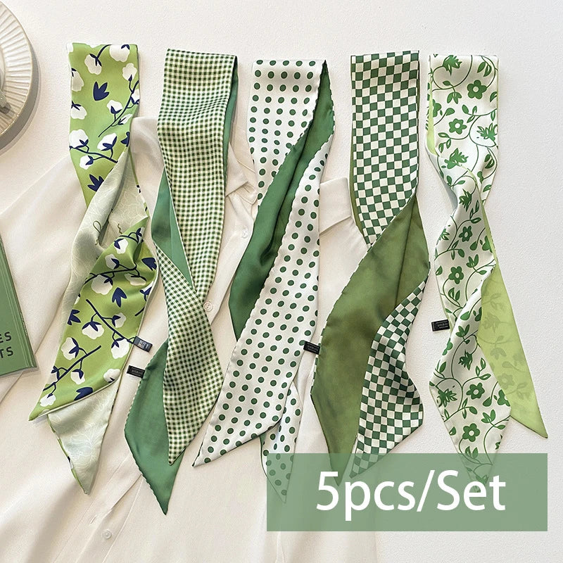 2-6pcs/set Series Silk Satin Scarf Women Cloth Hair Bands Headdress Accessories Lady Scarves Ribbon Neck Ties for Bag Handle Quick Pick Grocers