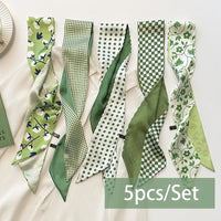 2-6pcs/set Series Silk Satin Scarf Women Cloth Hair Bands Headdress Accessories Lady Scarves Ribbon Neck Ties for Bag Handle Quick Pick Grocers