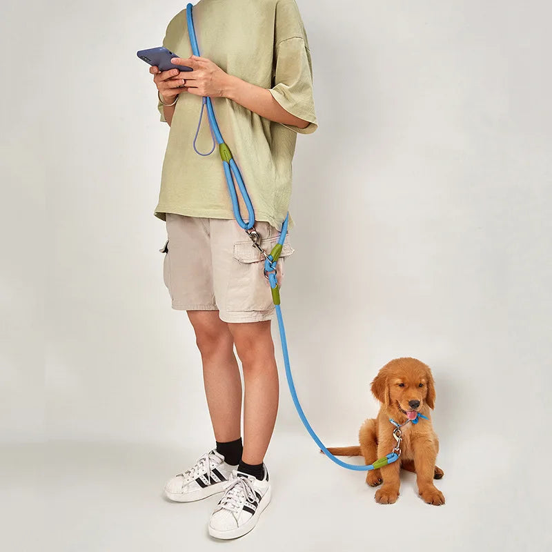Reflective Nylon Leashes Pet Dogs Chain Traction Rope Leads for Running Dog Walking Free Hands Rope Chain for Small Large Dogs Quick Pick Grocers