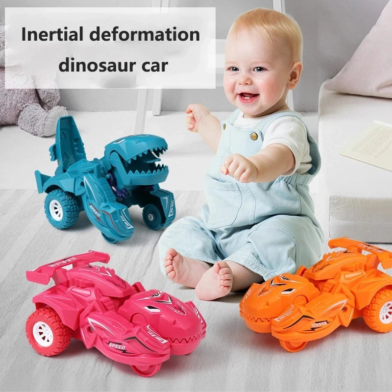 2 IN 1 Dinosaur Deformation Car Model Toy For Boys One Step Action Collision Transformation Mini Vehicles Toy Gift for Children Quick Pick Grocers
