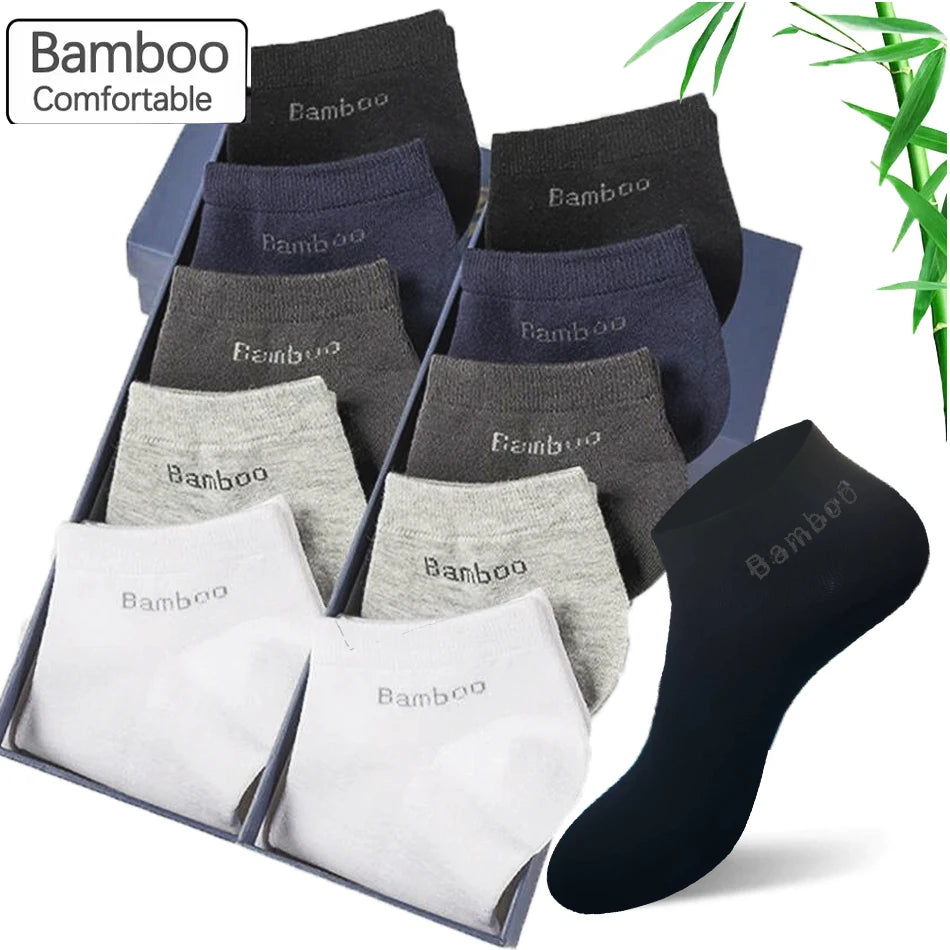 5/10/15 Pairs Men's Bamboo Fiber Socks Short High Quality New Casual Breatheable Anti-Bacterial Man Ankle Socks Men Size 38-45 Quick Pick Grocers