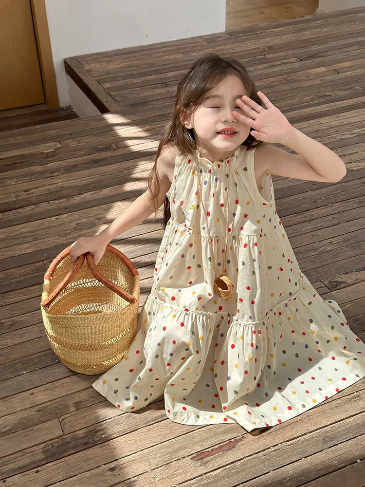 Humor Bear Kids Clothing Summer Polka Dot Skirt Fashion Casual Vest Princess Dress Comfort Children Girl's dress Quick Pick Grocers