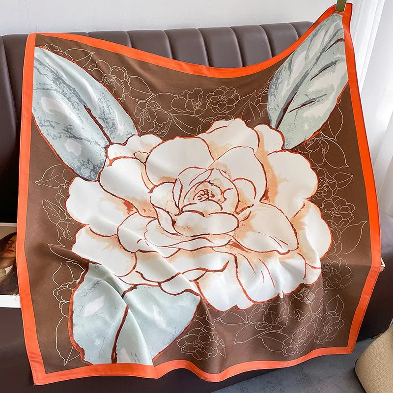 90*90Cm Square Scarf Twill Silk Feeling Women Head Shawls and Wraps Luxury Hair Tree Print Neck Scarves Hijab Bandana Pashmina Quick Pick Grocers