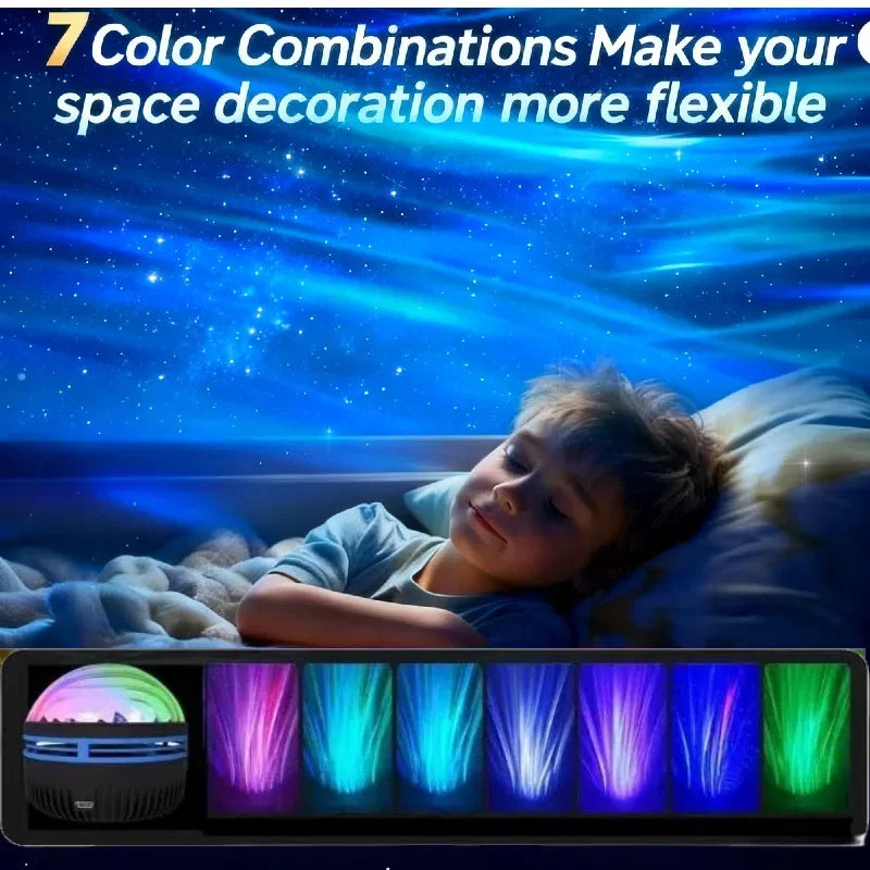 LED Ocean Wave Starry Sky Projector Lamp 1pc 7 Colors Remote Control USB Powered for Kids Room Bedroom Party Ambient Light Quick Pick Grocers