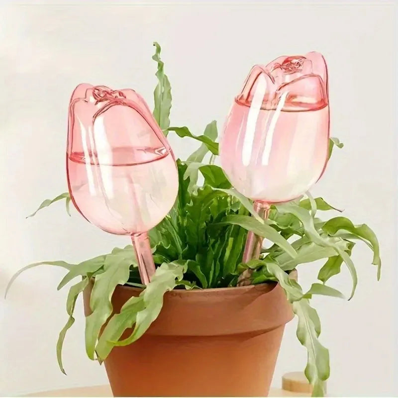 Pink tulip plant watering balls, suitable for indoor and outdoor plants, automatic plant drippers, and automatic watering Quick Pick Grocers