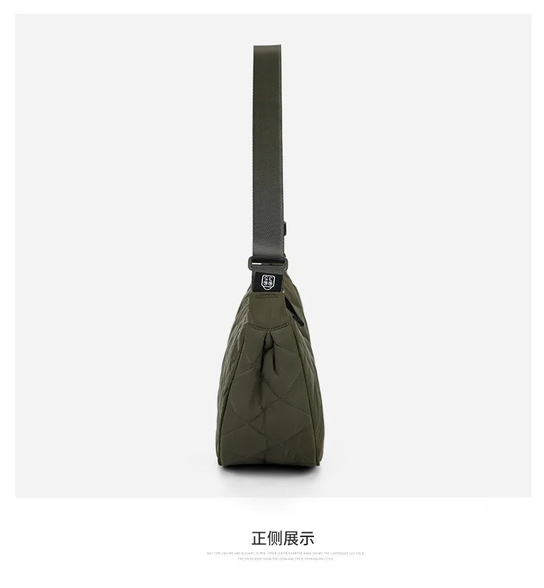Waist Half Moon Belt Bag Solid Color Crossbody Bag Large Capacity Shoulder Bags Portable Nylon Plaid Travel Bags for Commuting Quick Pick Grocers