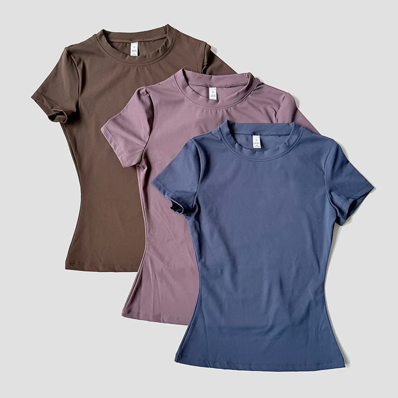Women Yoga Top Seamless Sport T Shirts Fitness Clothes Short Sleeve Yoga Shirt Gym Top Running  Active Wear Quick Pick Grocers