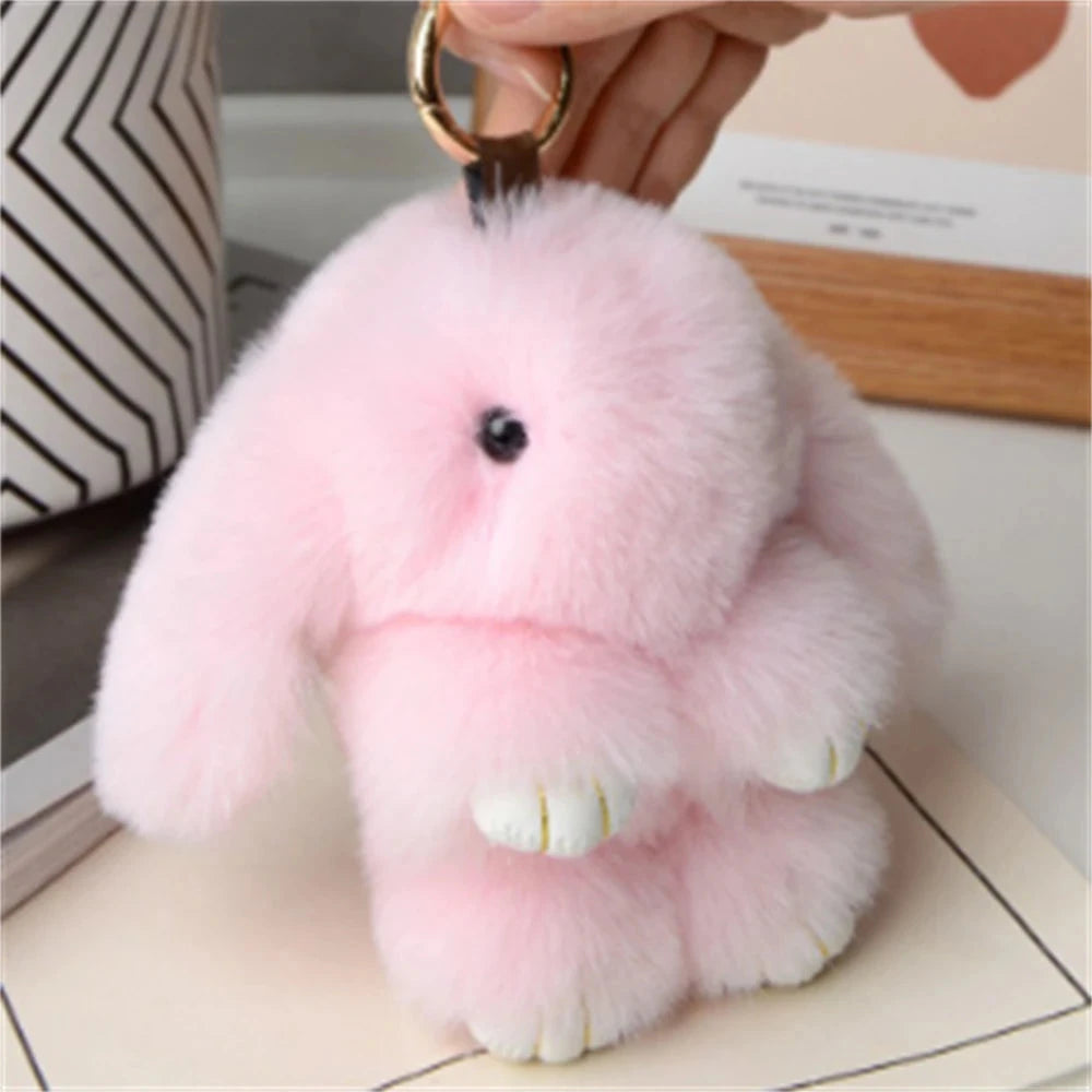 15cm Rabbit Fur Keychain Women Bag Car Key chain Pendant Decoration Jewelry Bags Hangings Accessories Gifts Econic Blanks