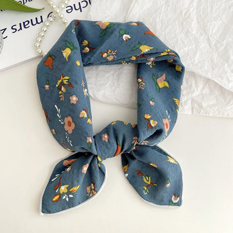 55cm Laies Headband Cotton Linen Square Scarf Women Korean College Girls Fashion Spring Autumn New Style Elegant Neck Scarves Quick Pick Grocers
