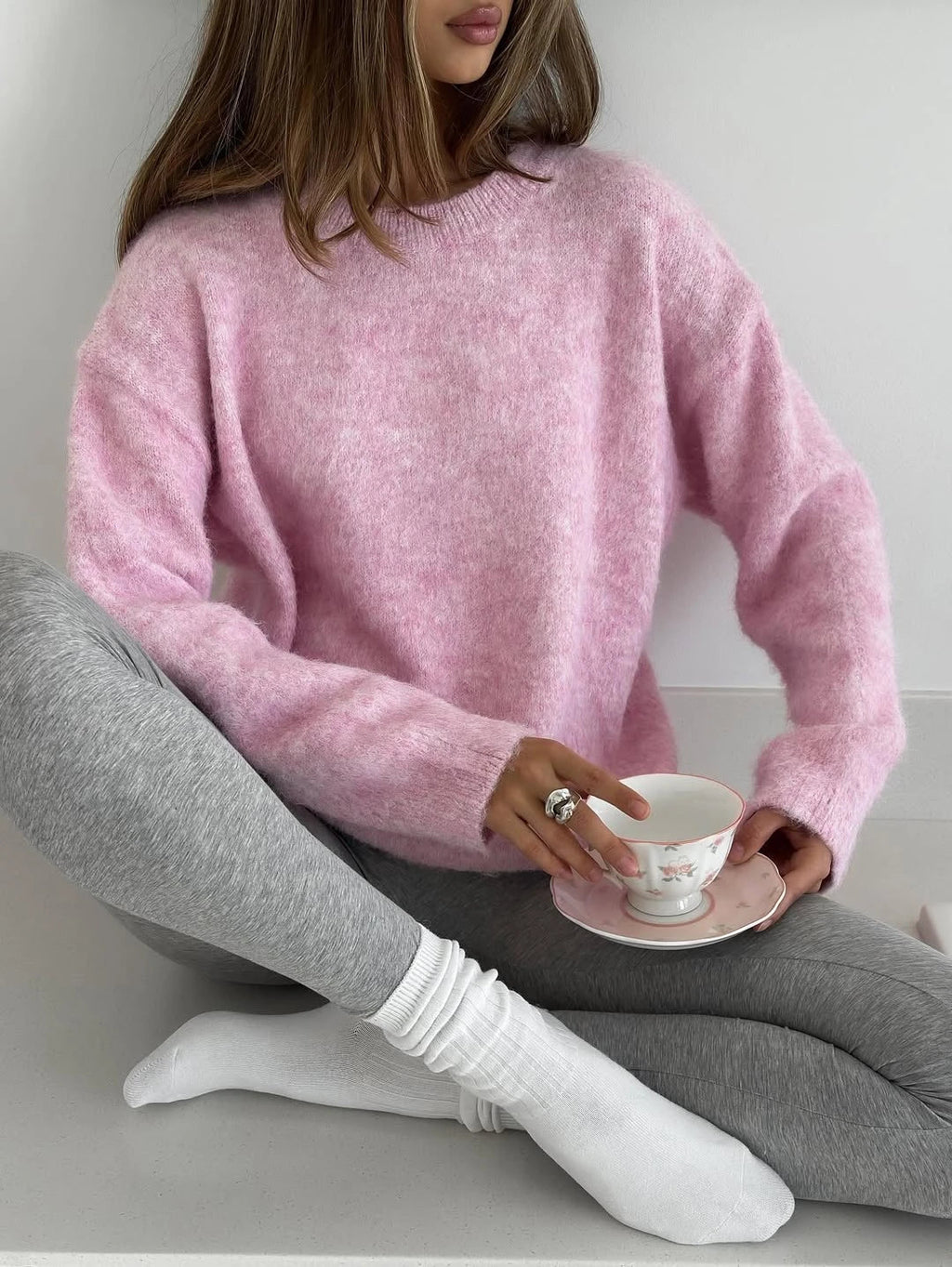 Hirsionsan Basic O Neck Basic Sleeve Sweater Women 2025 Oversized Short Knitted Wool Pullover Female Casual Thick Warm Soft Tops Quick Pick Grocers
